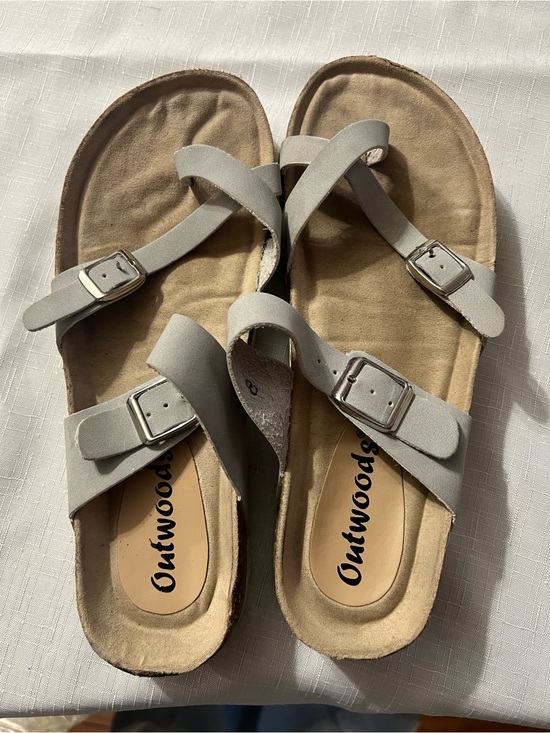 Outwoods Shoes - Outwoods Light Gray Cross-Strap Buckle Sandals